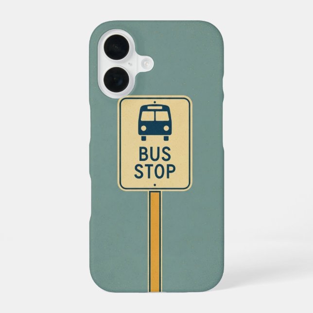 Coque iPhone 16 Retro Bus Stop Sign (Verso)