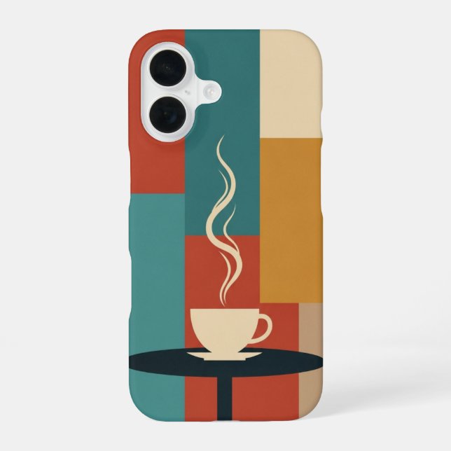 Coque iPhone 16 Retro Cup on Rounded Table (Verso)