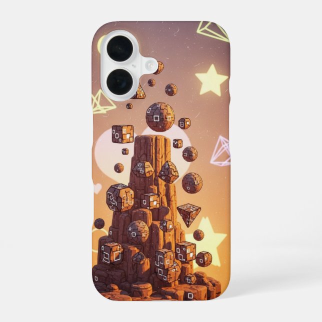Coque iPhone 16 Retro Floating Cliffs Pixel Art (Verso)