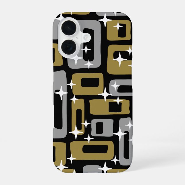 Coque iPhone 16 Retro Mid-Century Moderne Abstrait (Verso)