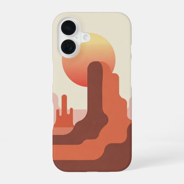 Coque iPhone 16 Retro Minimalist Desert Butte (Verso)