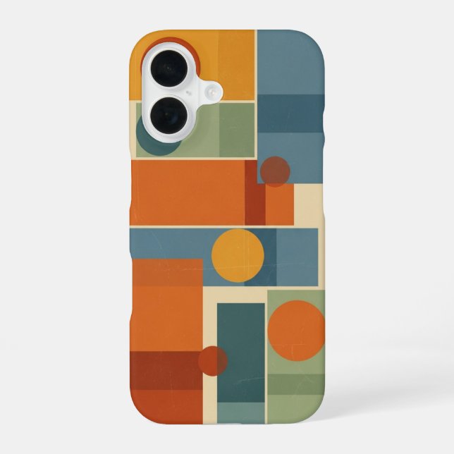 Coque iPhone 16 Retro Minimalist Geometric Layering (Verso)