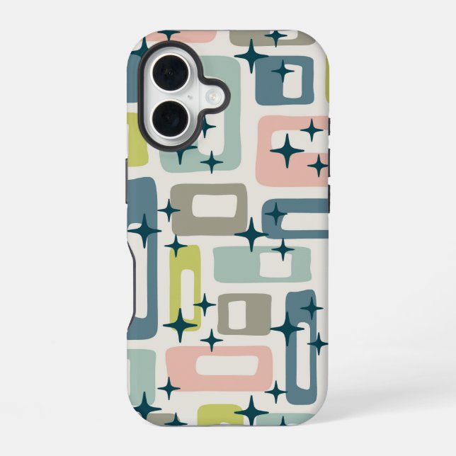 Coque iPhone 16 Rétro Moderne du Milieu du Siècle (Verso)