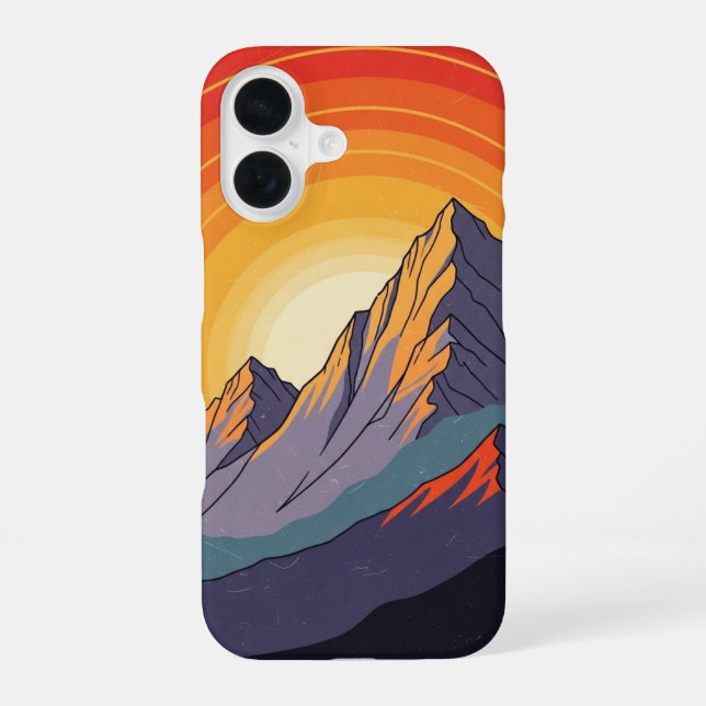 Coque iPhone 16 Retro Mountain Sunset (Verso)