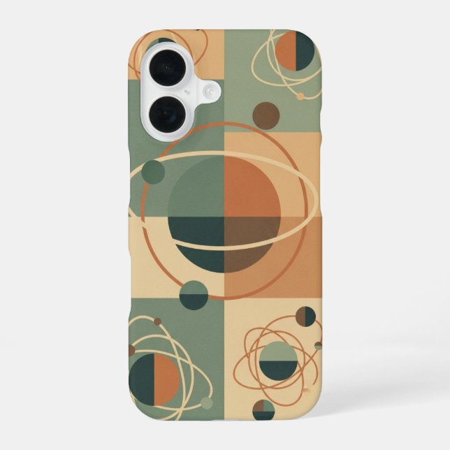 Coque iPhone 16 Retro Orbital Circles Pattern (Verso)