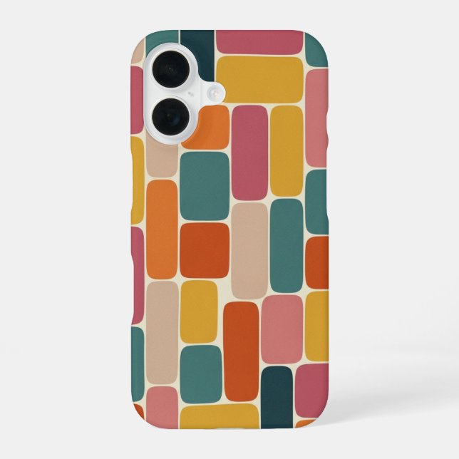 Coque iPhone 16 Retro Rectangle Mosaic (Verso)