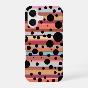 Coque iPhone 16 retro striped & dotted