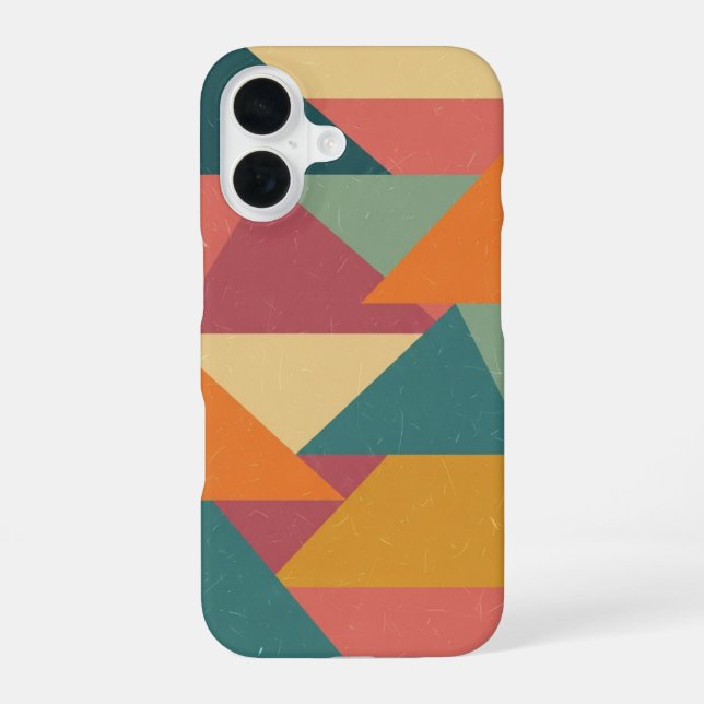 Coque iPhone 16 Retro Stylized Triangles and Blocks (Verso)