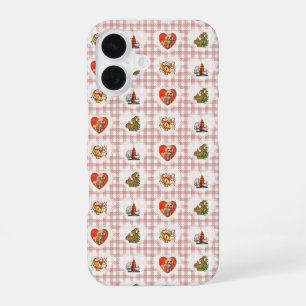 Coque iPhone 16 Rétro Vintage Coquette Animaux Bébés Gingham
