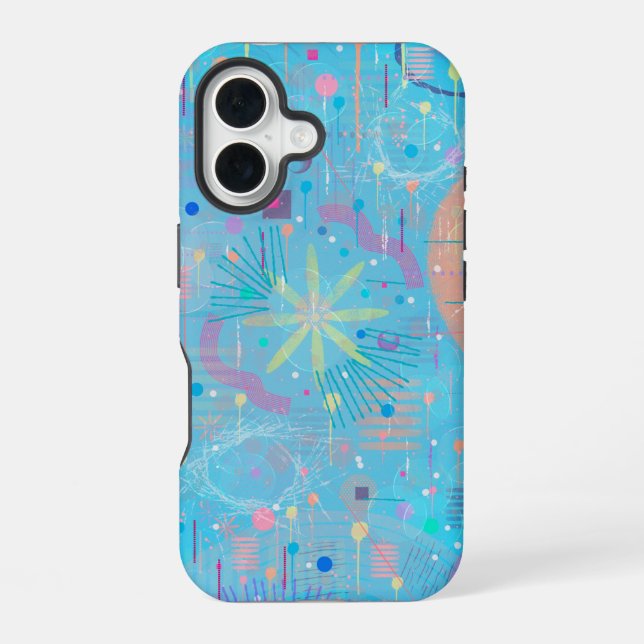 Coque iPhone 16 Rêve de Pastels Bleus Abstrait  (Verso)