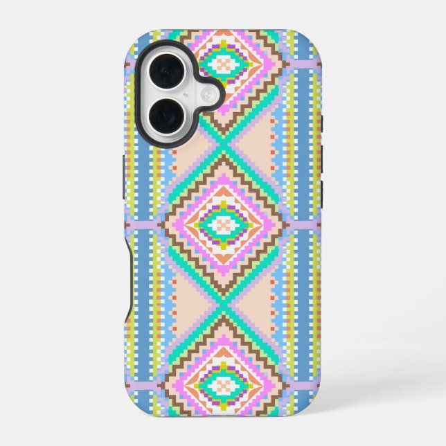 Coque iPhone 16 Rêve pastel électrique kaléidoscope (Verso)