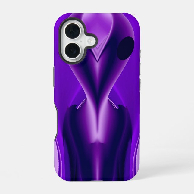 Coque iPhone 16 Rêves d'arc-en-ciel violet 3D, Alien (Verso)