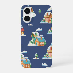 Coque iPhone 16 Rêves de village enneigé, merveilleux monde hivern