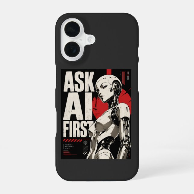 Coque iPhone 16 Robot humanoïde IA Design Technologique Futuriste (Verso)