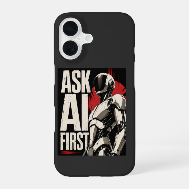 Coque iPhone 16 Robot humanoïde IA Design Technologique Futuriste (Verso)