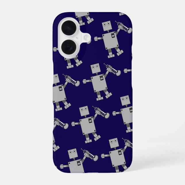 Coque iPhone 16 Robot Trompette (Verso)