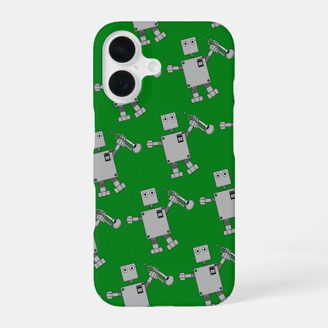 Coque iPhone 16 Robot Trompette (Verso)