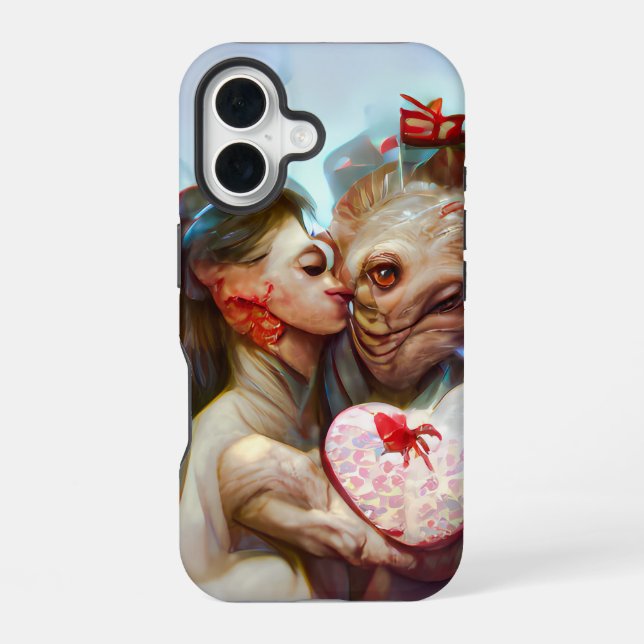 Coque iPhone 16 Romance fantaisiste d'Alien (Verso)