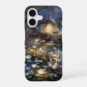 Coque iPhone 16 Romantic Fairy Tale Gazebo Terrier Chien
