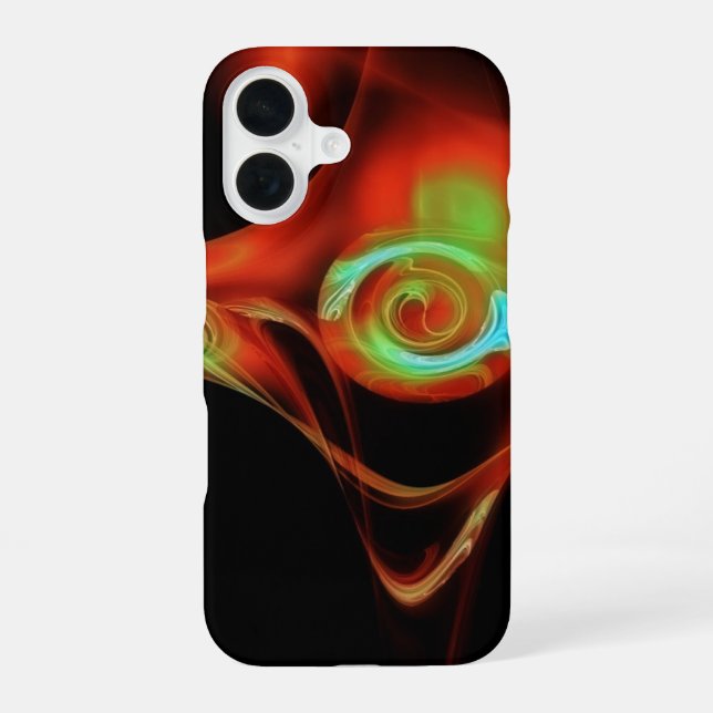 COQUE iPhone 16 ROSE BLEU FRACTAL ROUGE (Verso)