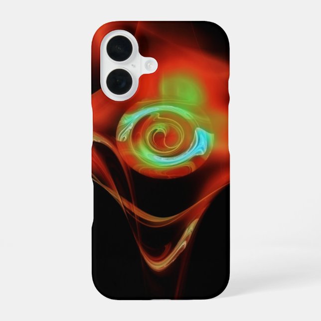COQUE iPhone 16 ROSE BLEU FRACTAL ROUGE (Verso)