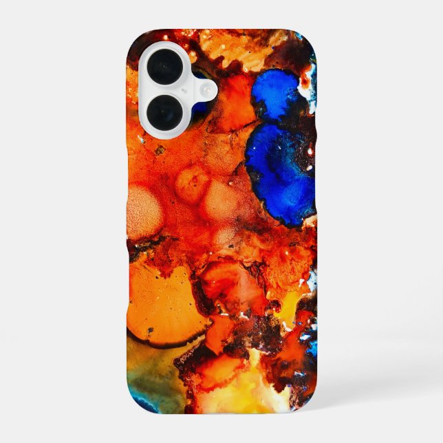 Coque iPhone 16 Rose d'art abstrait orange rouille (Verso)