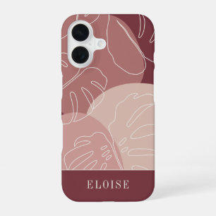Coque iPhone 16 Rose du désert Boho Feuille tropicale de Monstera