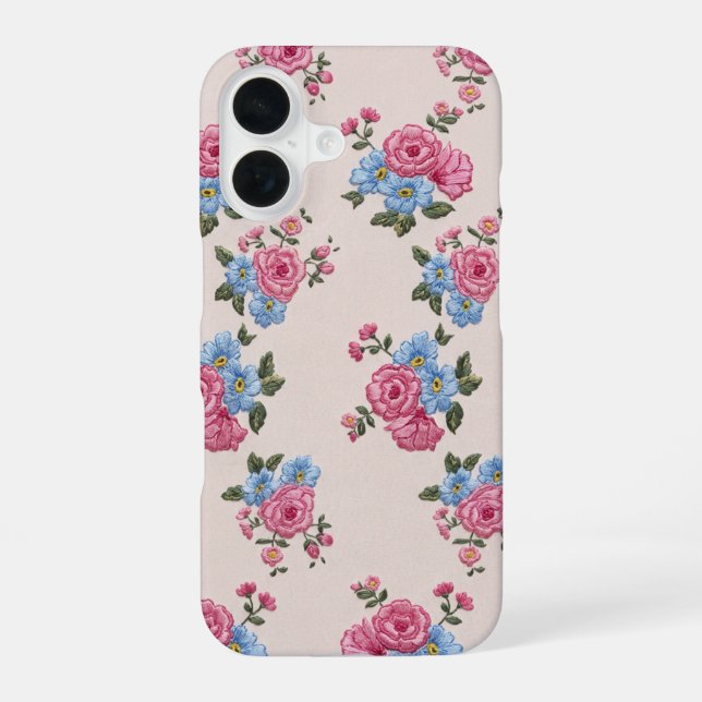 Coque iPhone 16 Rose embroidery texture iPhone16 case (Verso)
