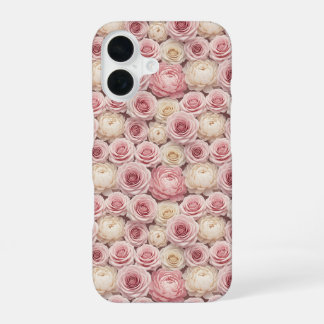 Coque iPhone 16 Rose et pivoine pastel 3D hyper-réaliste