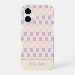 Coque iPhone 16 Rose et Violet Pastel Rétro Personnalisé
