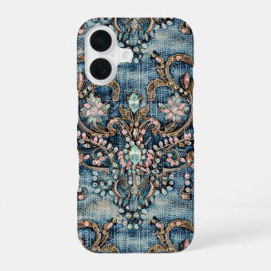 Coque iPhone 16 Rose Foncé Turquoise Pierre Jean Bleu 