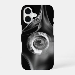 COQUE iPhone 16 ROSE FRACTALE NOIR BLANC