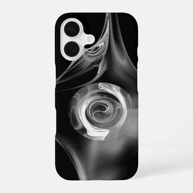 COQUE iPhone 16 ROSE FRACTALE NOIR BLANC (Verso)