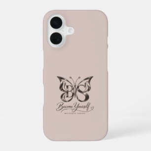 Coque iPhone 16 Rose Gold Papillon Dusty Rose Esthétique