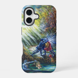 Coque iPhone 16 ROSE OUBLIÉ combattant les chevaliers, l'argent et