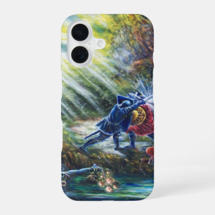 Coque iPhone 16 ROSE OUBLIÉ combattant les chevaliers, l'argent et