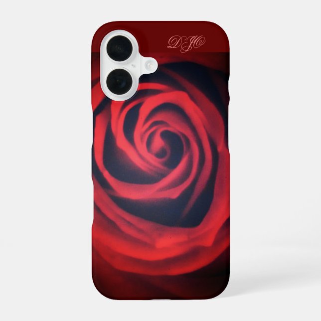 Coque iPhone 16 Rose rouge foncé près (Verso)
