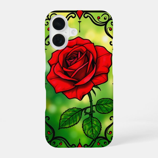 Coque iPhone 16 Rose rouge vibrant (Verso)