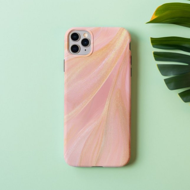 Coque iPhone 16 Rosé Silk – Luxe Rose Pâle & Marbre Doré  (Créateur téléchargé)