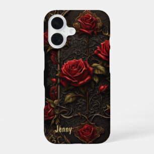 Coque iPhone 16 Roses rouges gothique gothique