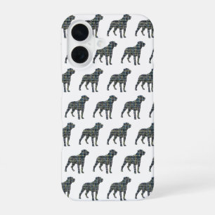 Coque iPhone 16 Rottweiler Rottie Chien Mignon Silhouette Grille B
