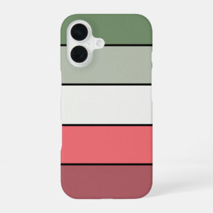 Coque iPhone 16 Rouge Blanc Vert de Noël sur papier texturé
