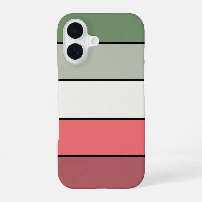 Coque iPhone 16 Rouge Blanc Vert de Noël sur papier texturé (Verso)