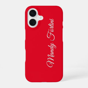 Coque iPhone 16 Rouge Plain Élégant Minimaliste Calligraphie