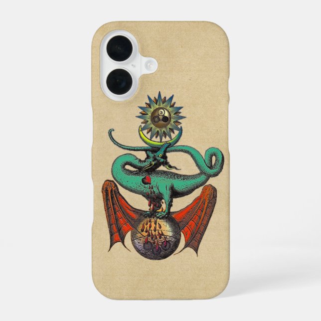 Coque iPhone 16 Rouleau de Ripley du dragon médiéval (Verso)