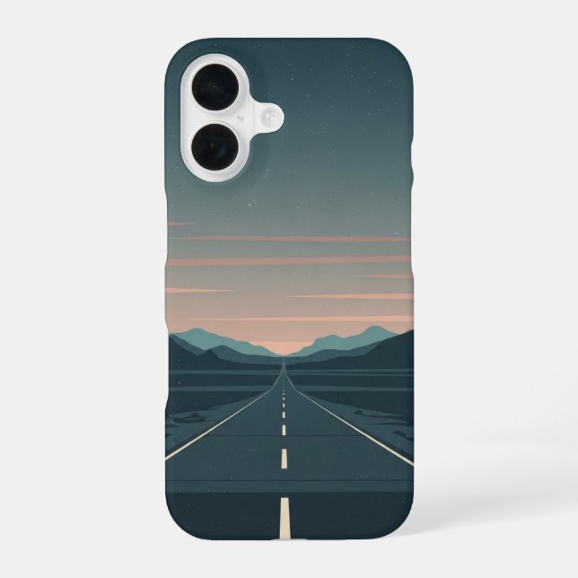 Coque iPhone 16 Route crépusculaire (Verso)