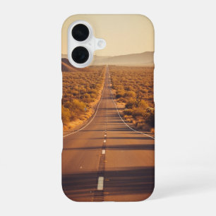Coque iPhone 16 Route vintage du désert vers l'horizon