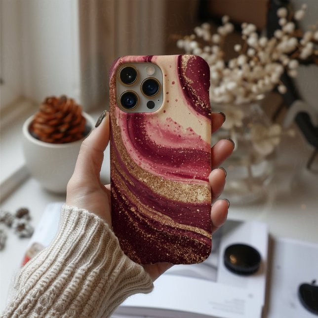 Coque iPhone 16 Ruby Opulence – Luxe Bourgogne & Design Glamour Au (Créateur téléchargé)