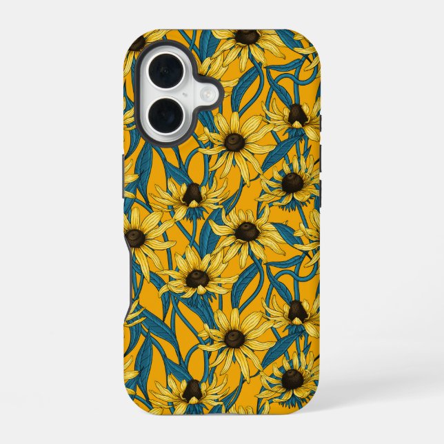 Coque iPhone 16 Rudbekia jaune (Verso)