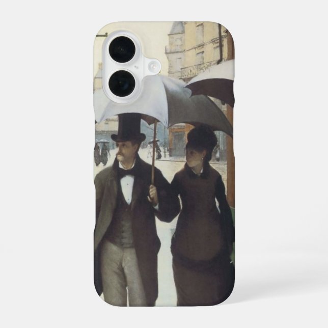 Coque iPhone 16 Rue de Paris par temps de pluie (Verso)